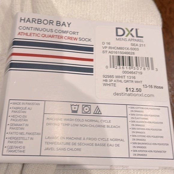 Harbor Bay CL NWT Mens Socks shoe size 13-16. Three pack - Picture 4 of 4